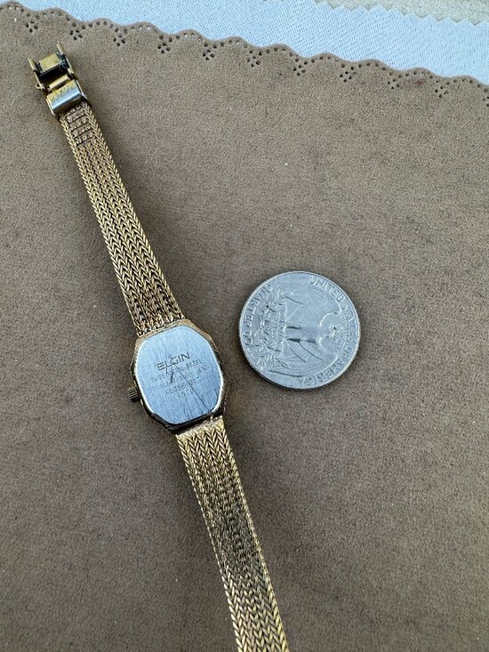 Vintage Elgin TriColor Gold Watch with Braided Mesh Bracelet main image 5